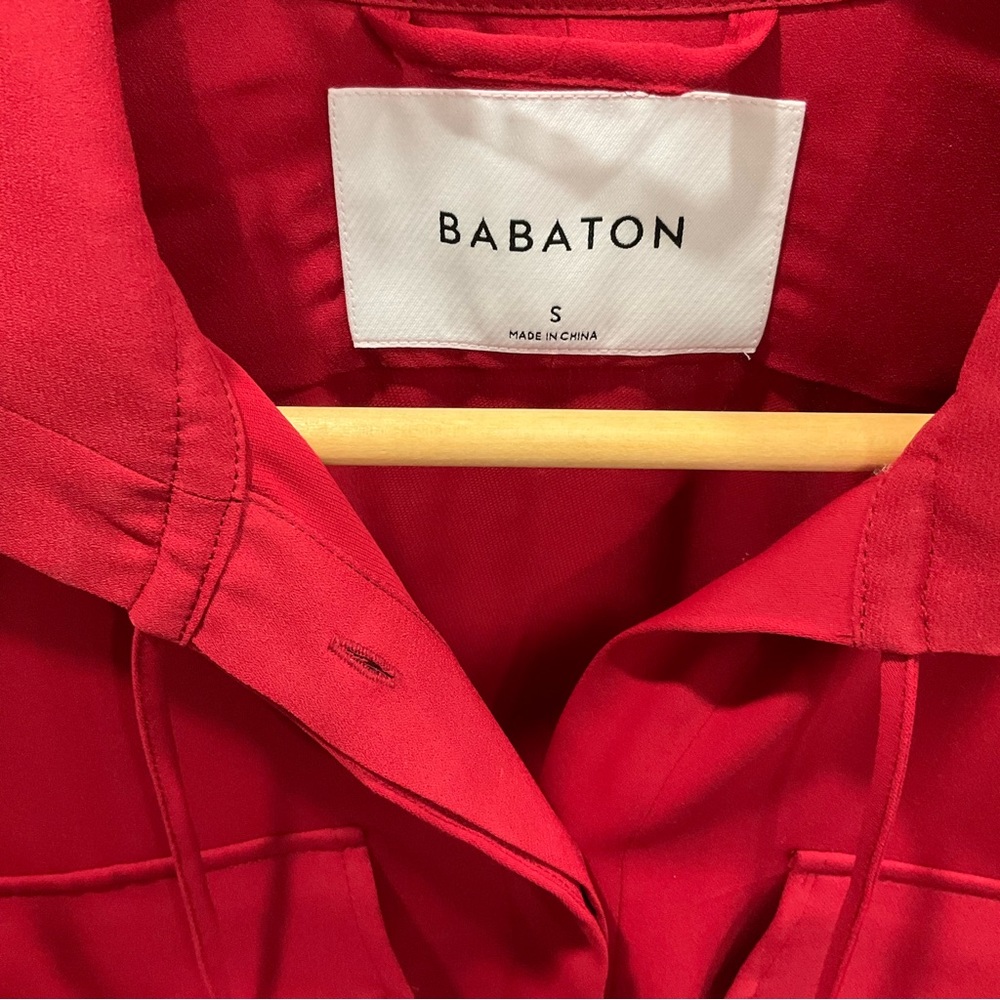 Aritzia Babaton Howitt Shirt Dress Jacket Red Utilitarian Pockets Women’… - Picture 13 of 16